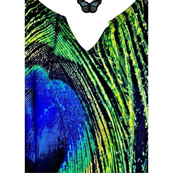 Festival Peacock Silk Jersey Maxi Dress - Picture 6 of 15